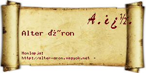 Alter Áron névjegykártya